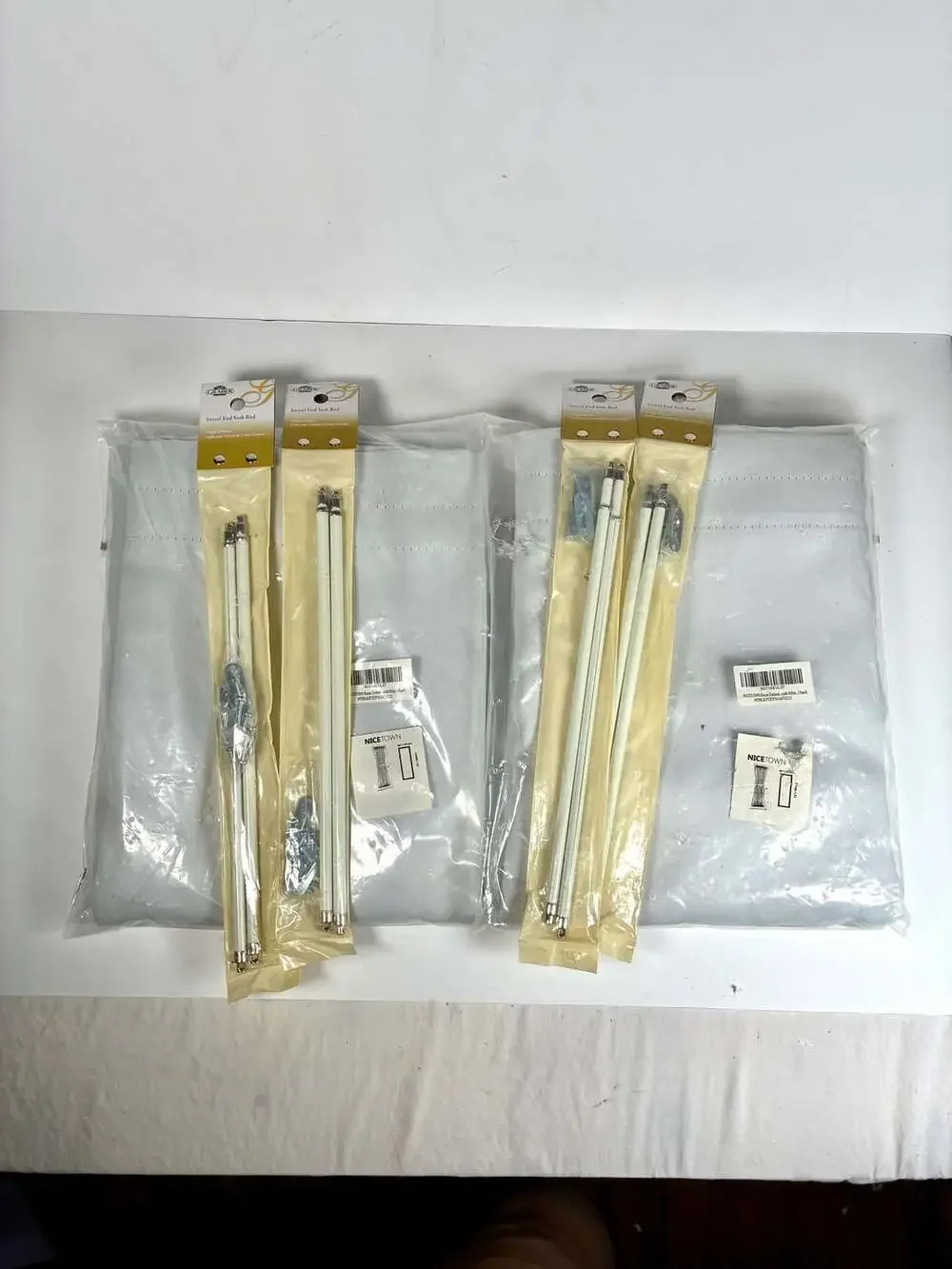 Curtain Rods and Room Darkening White Curtains Bundle for French Doors